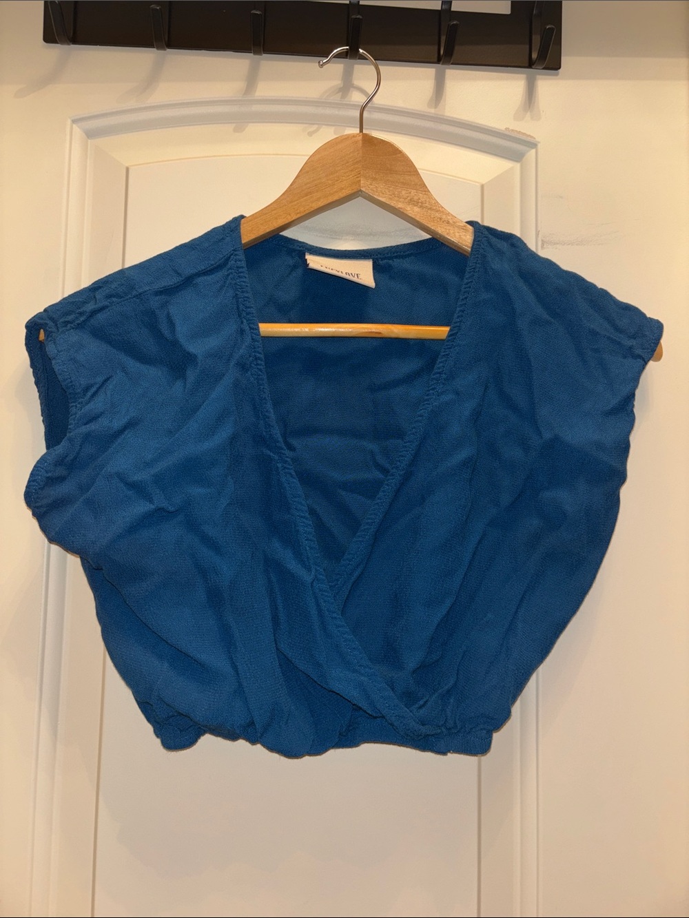 Blue Wrap Front Crop Top - Boho